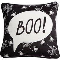 Bedlam 'Boo' Luxe Velvet Halloween Filled Cushion in Black | Size: 43 cm x 43 cm
