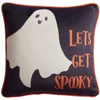 Bedlam 'Spooky Ghosts' Ghost Print Halloween Velvet Filled Cushion in Grey | Size: 43 cm x 43 cm