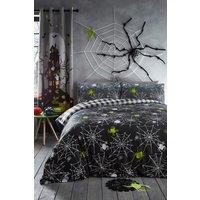 Bedlam 'Spiders' Glow in the Dark Spider Print Halloween Duvet Cover Set in Grey | Size: Single