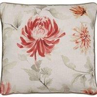 Dreams & Drapes 'Nadia' 100% Cotton Watercolour Floral Print Filled Cushion in Red | Size: 43 cm x 43 cm
