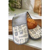 Ulster Weavers 'Herbs & Spices' Food Print Double Oven Glove in Grey