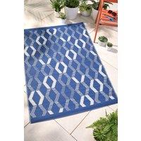 Fusion 'Rico' Outdoor Vertical Zig Zags UV Resistant Outdoor Rug in Blue | Size: 170 cm x 120 cm