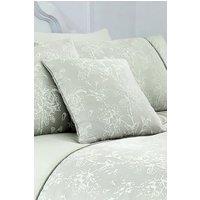 Dreams & Drapes 'Jasmine' Floral Jacquard Filled Cushion in Green | Size: 43 cm x 43 cm
