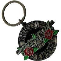 Guns N Roses Silver Circle Band Logo Keychain in Black