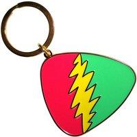 Grateful Dead Red Green Plectrum Keyring Keychain in Silver