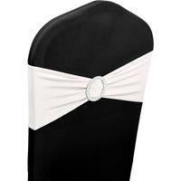 Neel Blue Spandex Chair Band with Slider Buckle, Stretchy Chair Cover Band Sash in White