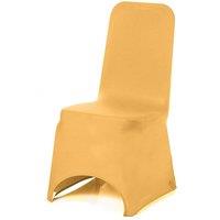 Neel Blue Spandex Arched Front Chair Covers Stretch Fabric Removable Washable Slipcovers in Metallic Gold