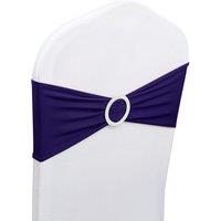 Neel Blue Spandex Chair Band with Slider Buckle, Stretchy Chair Cover Band Sash in Plum