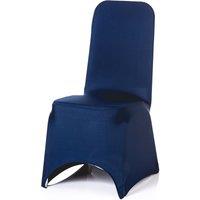 Neel Blue Spandex Arched Front Chair Covers Stretch Fabric Removable Washable Slipcovers in Navy