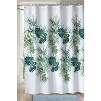 Neel Blue Mandala Polyester Shower Curtain, Water-Resistant Bathroom Curtain With 12 Hooks - 180x200cm in Green | Size: 180 cm width x 200 cm drop