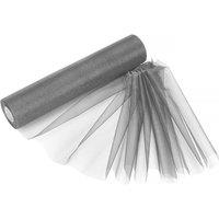 Neel Blue Organza Roll Snow Sheer Glitter Fabric, Chair Bow Sash - 25m x 29cm in Metallic Silver | Size: 25m x 29 cm