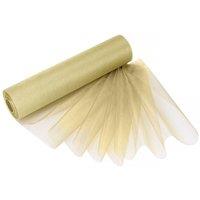 Neel Blue Organza Roll Snow Sheer Glitter Fabric, Chair Bow Sash - 25m x 29cm in Ivory | Size: 25m x 29 cm