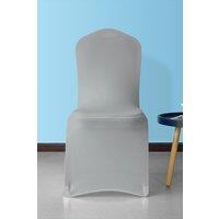 Neel Blue Spandex Polyester Stretch Chair Cover, Washable & Removable Slipcovers in Silver