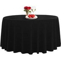Neel Blue Premium Polyester Round Tablecloth - 90 Inch in Black