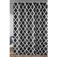 Neel Blue Trellis Black Shower Curtain, Polyester Curtain With 12 Hooks, water-resistant- 180x180cm | Size: 180 cm width x 200 cm drop