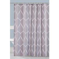 Neel Blue Lattice Grey Polyester Shower Curtain, Water-Resistant Bathroom Curtain With 12 Hooks - 180x200cm | Size: 180x200 cm