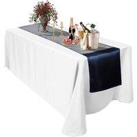 Neel Blue Satin Table Runner, 11" x 108" in Navy