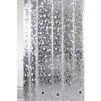 Neel Blue 3D Pebbles Shower Curtain PVC Waterproof Bath Curtain With 12 Hooks - 180x180cm in Clear | Size: 180 cm width x 200 cm drop