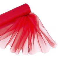Neel Blue Organza Roll Snow Sheer Glitter Fabric, Chair Bow Sash - 25m x 29cm in Red | Size: 25m x 29 cm