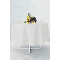 Neel Blue 304cm Round Polyester Tablecloth, Premium Circular Linen Table Cover in White