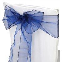 Neel Blue Set of 25 Organza Sashes Wider Fuller Bow for Party Decoration, 17cm x 280cm in Navy | Size: 17 cm x 280 cm