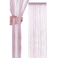 Neel Blue Glitter String Curtain Polyester Fringe Panel Spaghetti Tassel Curtain, 200cm x 90cm in Pink | Size: 200 cm x 90 cm