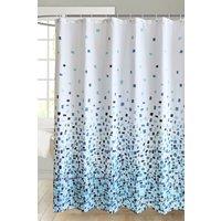 Neel Blue Mosaic Blue Polyester Shower Curtain, Water-Resistant Bathroom Curtain With 12 Hooks - 180x200cm | Size: 180 cm width x 180 cm drop