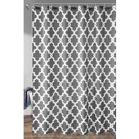 Neel Blue Mandala Polyester Shower Curtain, Water-Resistant Bathroom Curtain With 12 Hooks - 180x200cm in Grey | Size: 180 cm width x 200 cm drop