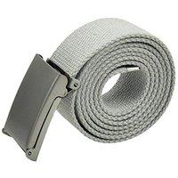 Neel Blue Webbing Canvas Belt with Silver Buckle, Webbed Strap Belt - 51 Inches in Grey