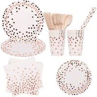 Neel Blue 80PCS Dinnerware Set - Party Supplies Paper Tableware in Off-White