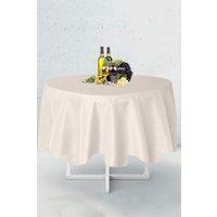 Neel Blue 304cm Round Polyester Tablecloth, Premium Circular Linen Table Cover in Ivory