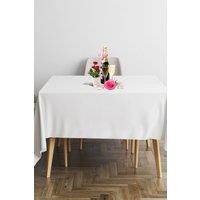Neel Blue Premium Polyester Tablecloth, Linen Table Cover, 137cm x 137cm in White | Size: 137 cm x 137 cm