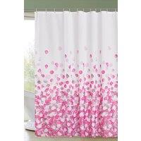 Neel Blue Pink Petals Polyester Shower Curtain, Water-Resistant Bathroom Curtains With 12 Hooks - 180x200cm | Size: 180 cm width x 180 cm drop