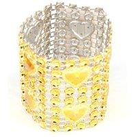 Neel Blue Set of 10 Diamond Napkin Rings Bling Gold Heart Shaped Napkin Rings Holder, 13cm x 4cm | Size: 13 cm x 4 cm