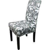 Neel Blue Short Spandex Dining Chair Cover, Slipcover, Abstract Zebra in Grey