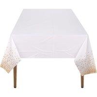 Neel Blue White With Gold PVC Table Cover, 137cm x 274cm | Size: 137 cm x 274 cm