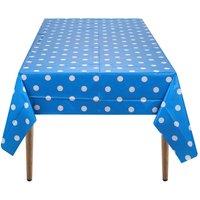Neel Blue Polka Dot Tablecloth, Plastic Table Cover, 137cm x 274cm in Blue | Size: 137 cm x 274 cm