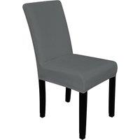 Neel Blue Velvet Dining Chair Covers, Stretchable Spandex High-Back Dining Slipcovers in Grey