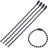 Neel Blue Metal Tag Chain 15cm Long Metal Ball Beads Chain, 100pcs in Black