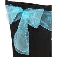 Neel Blue Set of 25 Organza Sashes Wider Fuller Bow for Party Decoration, 17cm x 280cm in Bright Blue | Size: 17 cm x 280 cm