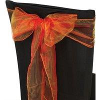 Neel Blue Set of 25 Organza Sashes Wider Fuller Bow for Party Decoration, 17cm x 280cm in Orange | Size: 17 cm x 280 cm