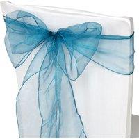 Neel Blue Set of 25 Organza Sashes Wider Fuller Bow for Party Decoration, 17cm x 280cm in Teal | Size: 17 cm x 280 cm