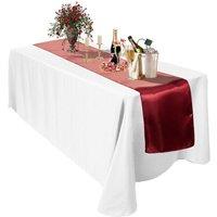 Neel Blue Satin Table Runner, 11" x 108" in Burgundy