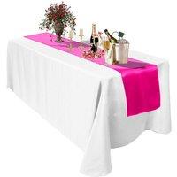 Neel Blue Satin Table Runner, 11" x 108" in Fuchsia