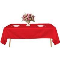 Neel Blue Rectangle Polyester Tablecloth, Premium Linen Table Cover, 177cm x 366cm in Red | Size: 177 cm x 366 cm
