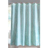 Neel Blue Flower Design Polyester Shower Curtain, Water Resistant Bathroom Curtains in Light Blue | Size: 180 cm width x 200 cm drop