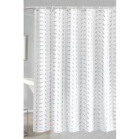 Neel Blue Bathroom Shower Curtain, Polyester Fabric Anti-Mould Water-Resistant Curtains in White | Size: 180 cm width x 200 cm drop