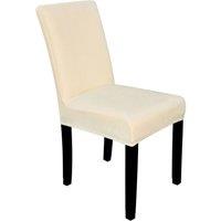 Neel Blue Velvet Dining Chair Covers, Stretchable Spandex High-Back Dining Slipcovers in Beige