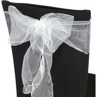 Neel Blue Set of 25 Organza Sashes Wider Fuller Bow for Party Decoration, 17cm x 280cm in White | Size: 17 cm x 280 cm