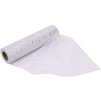 Neel Blue 29cm x 25m Tulle Fabric Roll Sparkle Sequin Glitter Mesh Fabric for Xmas in Silver